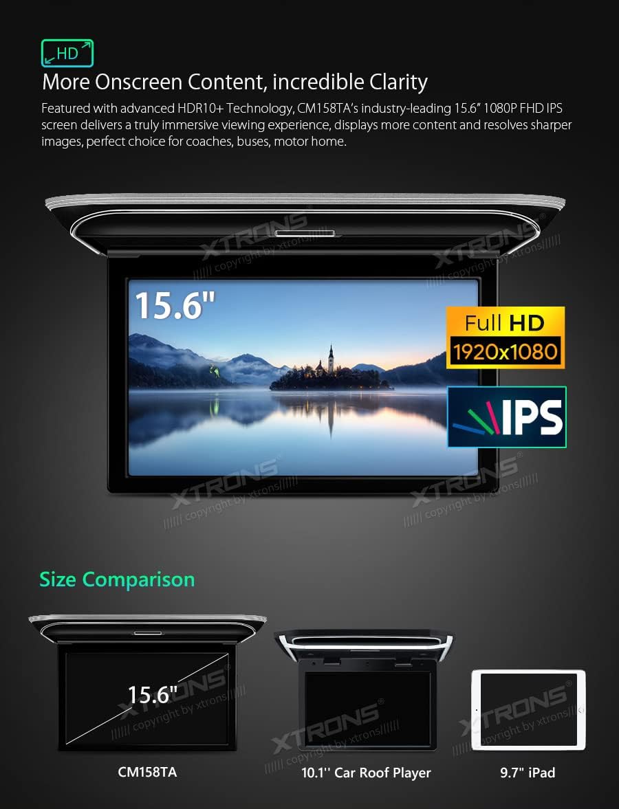 XTRONS 15.6" 8K IPS Roof Monitor