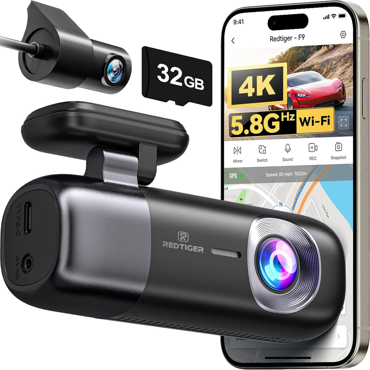 F9 4K+1080P 32GB GPS 256GB