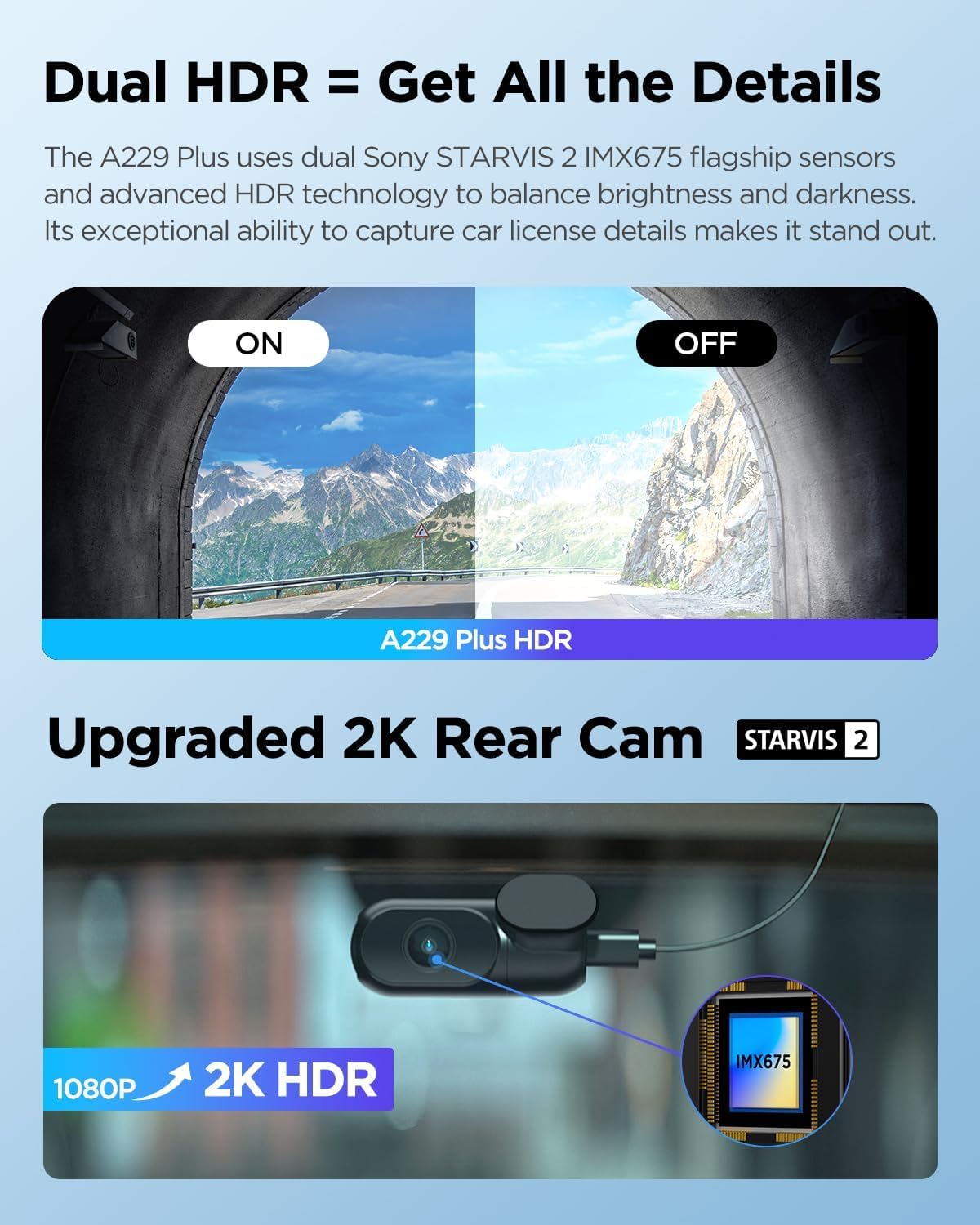 A229 Plus 2CH 1440P HDR STARVIS2 512GB