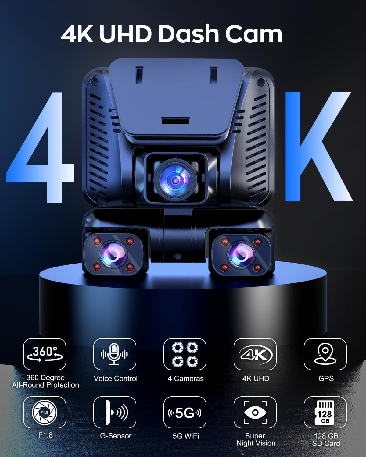 4K 360° 4CH 128GB GPS WiFi