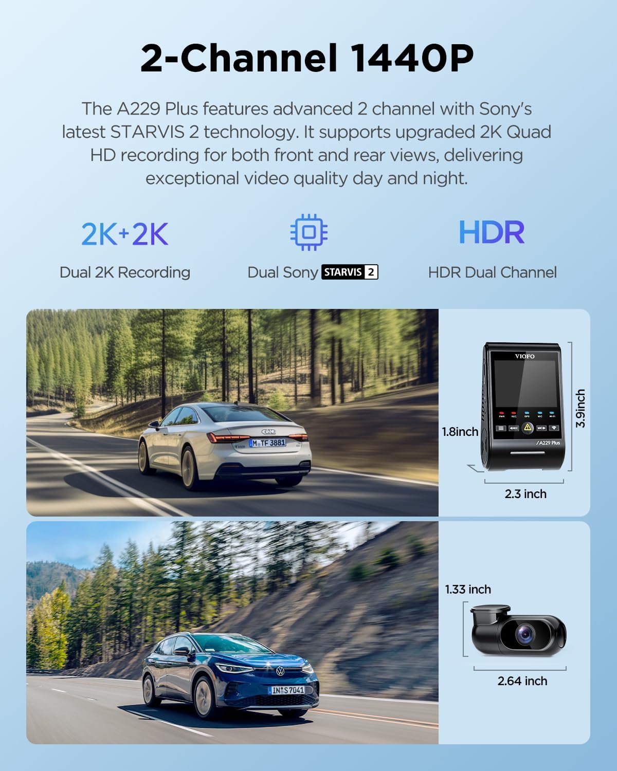 A229 Plus 2CH 1440P HDR STARVIS2 512GB