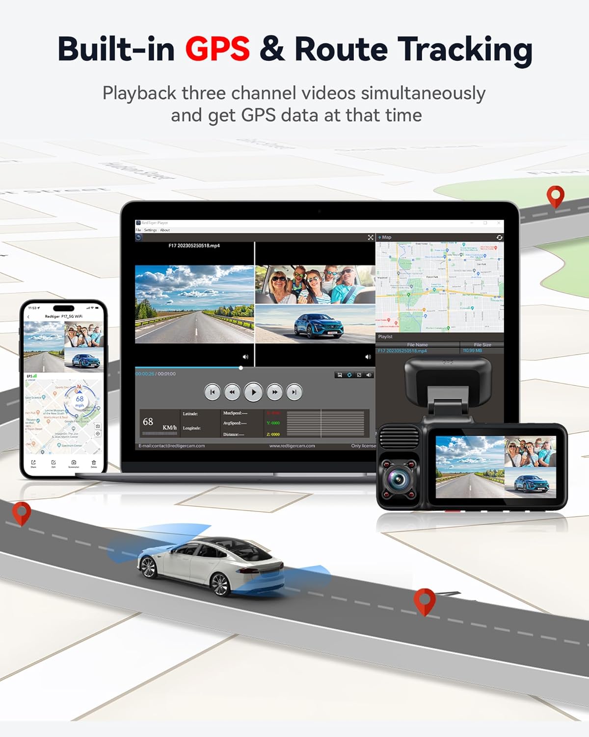 F17 4K 3CH 2160P+1080P+1080P 64GB GPS