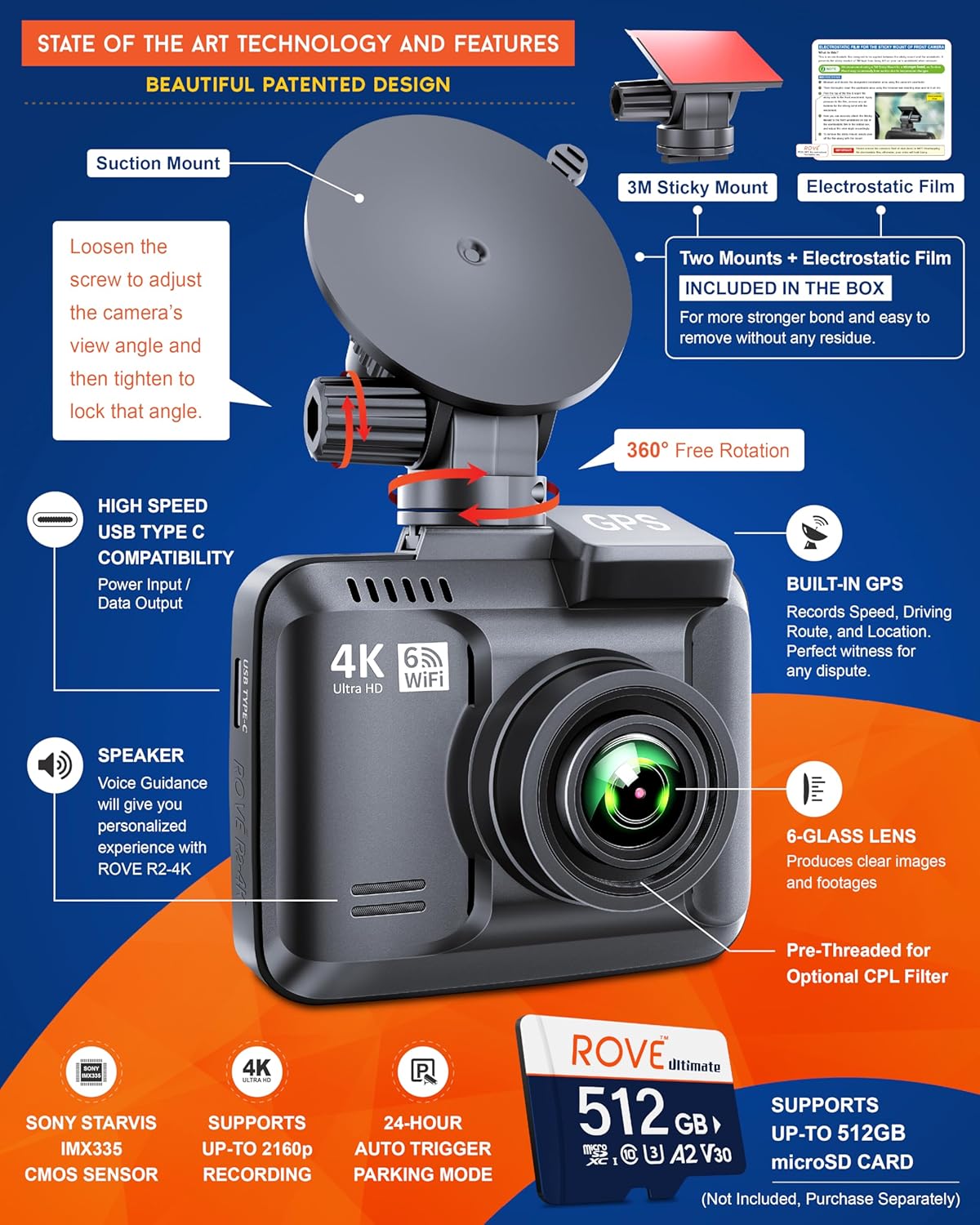 R2-4K 2160P WiFi6 GPS 2.4" 150°
