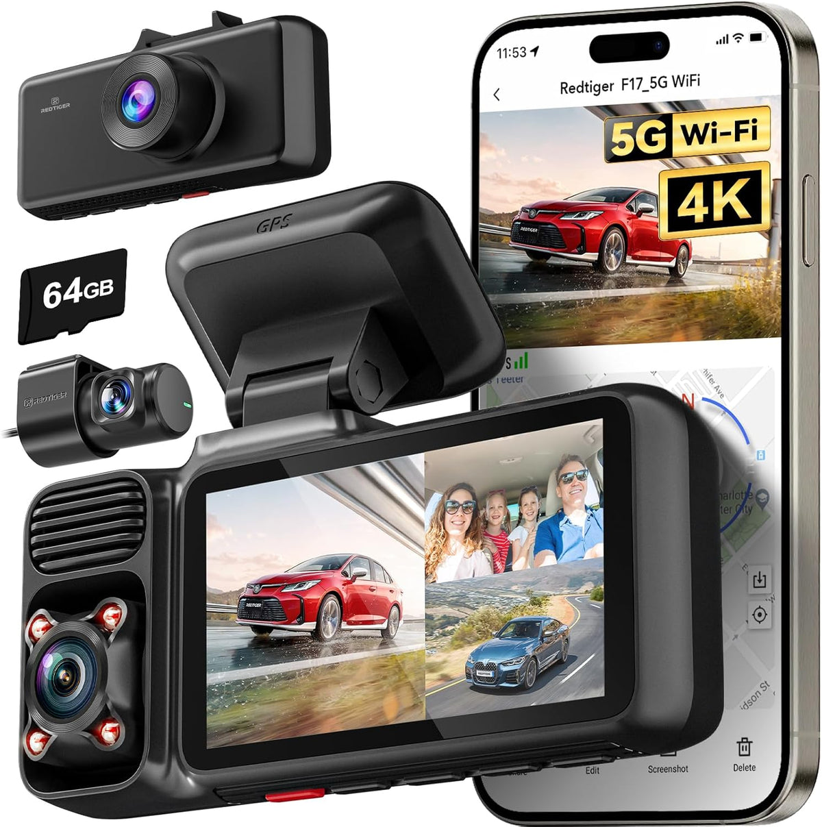 F17 4K 3CH 2160P+1080P+1080P 64GB GPS